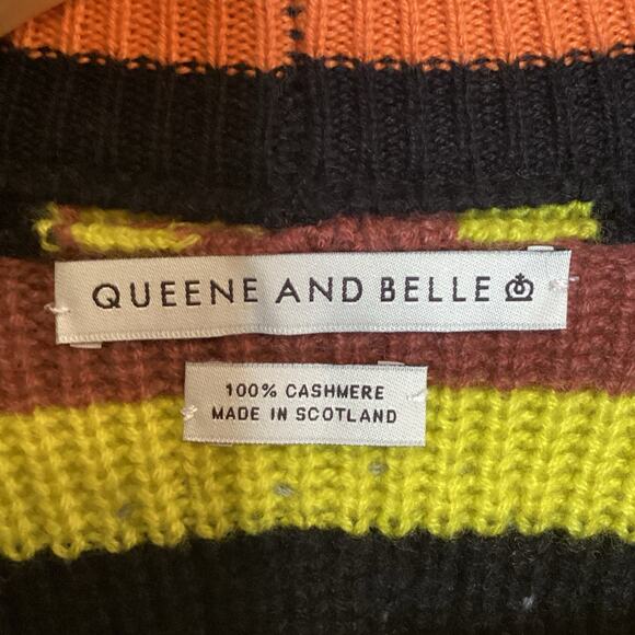 Queene And Belle 100% Cashmere Scotland Striped Oversized Open Cardigan - Picture 8 of 11